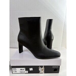 Alfani Women's Black Cushioned Terrie Square Toe Stiletto Zip-Up Booties Sz 11 M